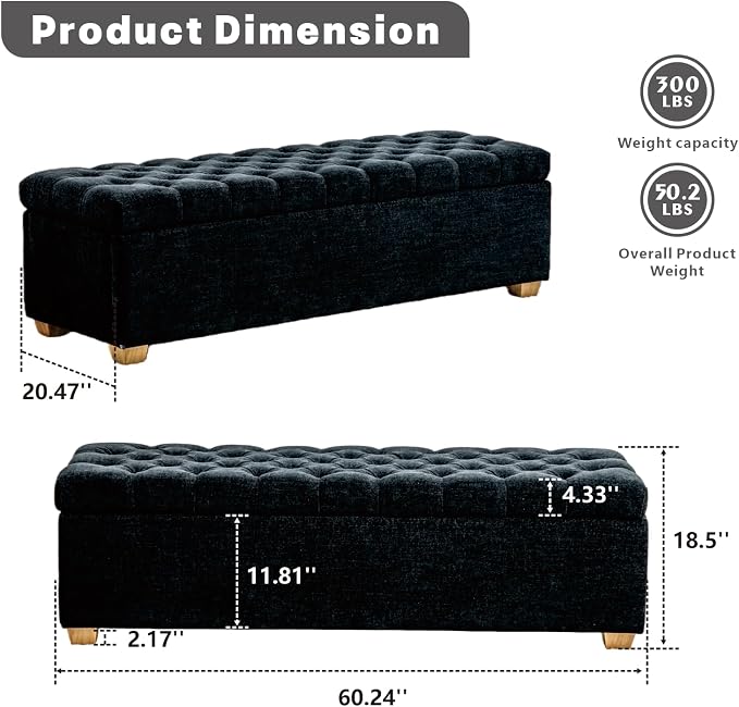 Storage Bench-black