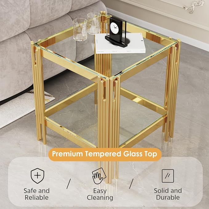End Table-clear & Gold
