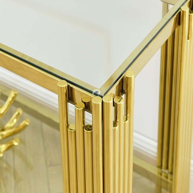 Clear Glass and Gold Frame Adjustable Legs