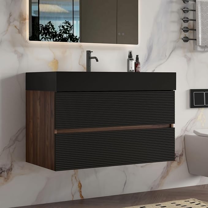 Walnut+black / Black High-rim Sink