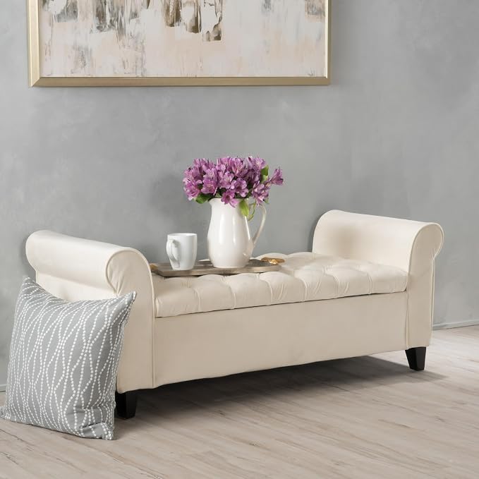 Beige 50''w With Rolled Arms