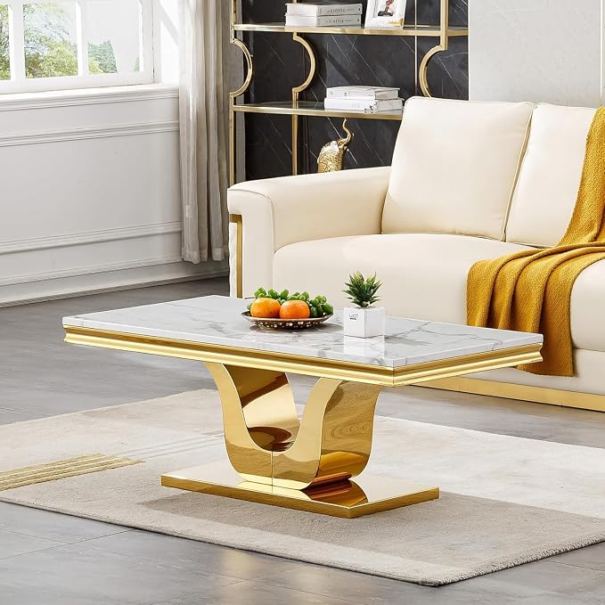 Coffee Table - White Gold Base