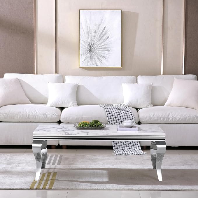 Coffee Table - White Silver Base