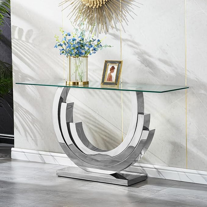 Silver - Console Table (Three Semi-circular Base)