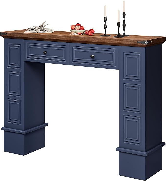 Navy Blue & Walnut