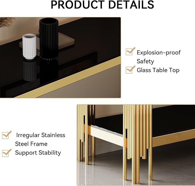Black Glass and Gold Frame