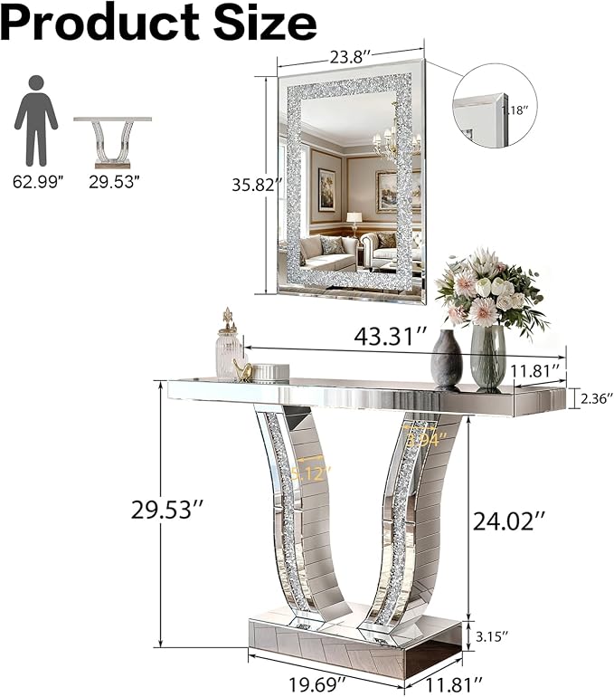 Silver Table+rectangle Mirror