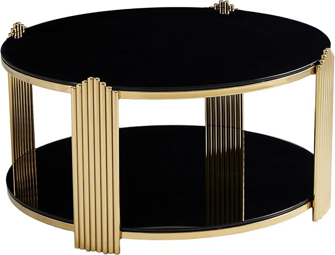 Black & Gold Round Coffee Table