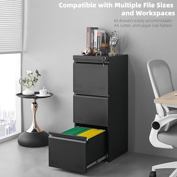 Matte-black 3-drawer Vertical