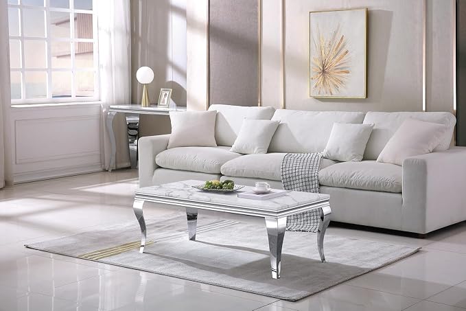 Coffee Table - White Silver Base