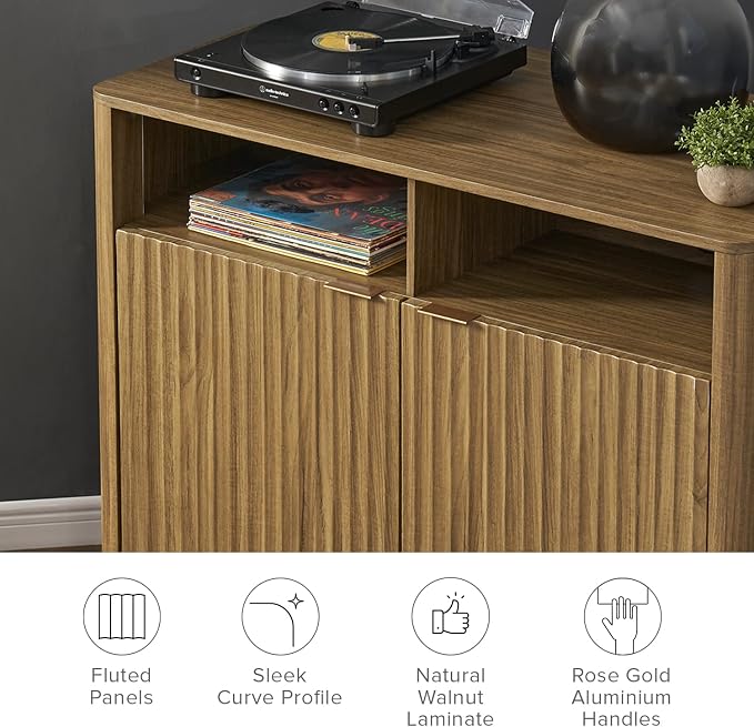 Walnut Corner Fluted Cabinet