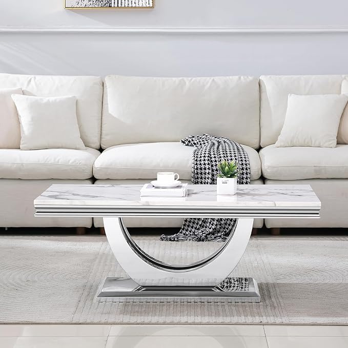 Coffee Table - White Silver