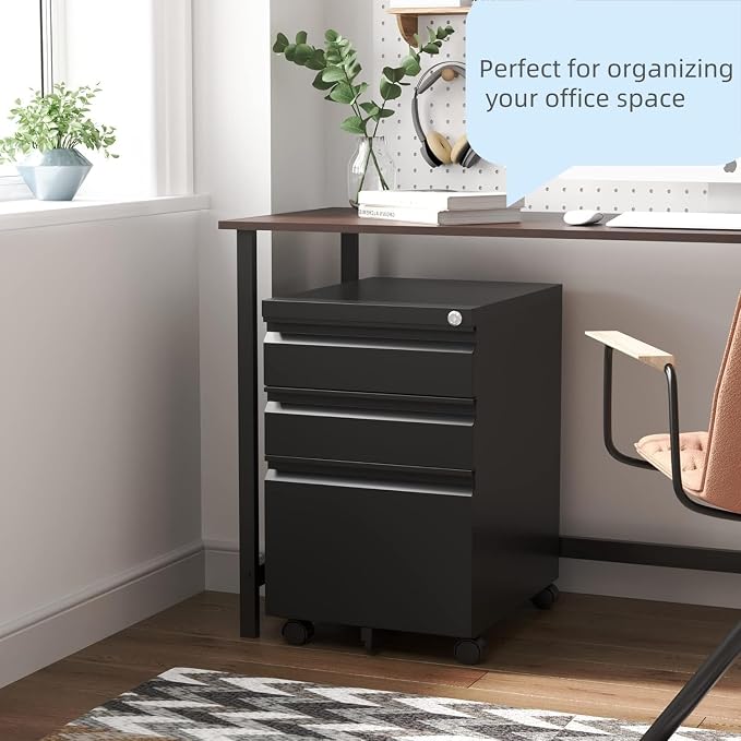 Matte-black 3-drawer Mobile