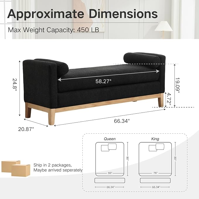 Black Boucle (Wood Legs)