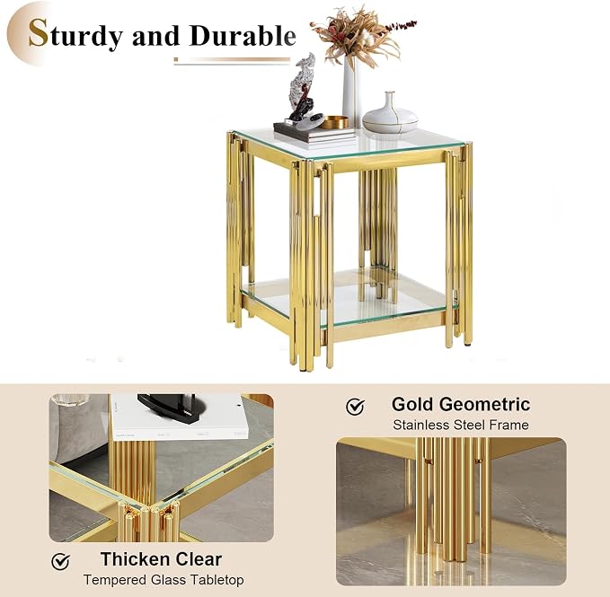 Clear Gold-end Table