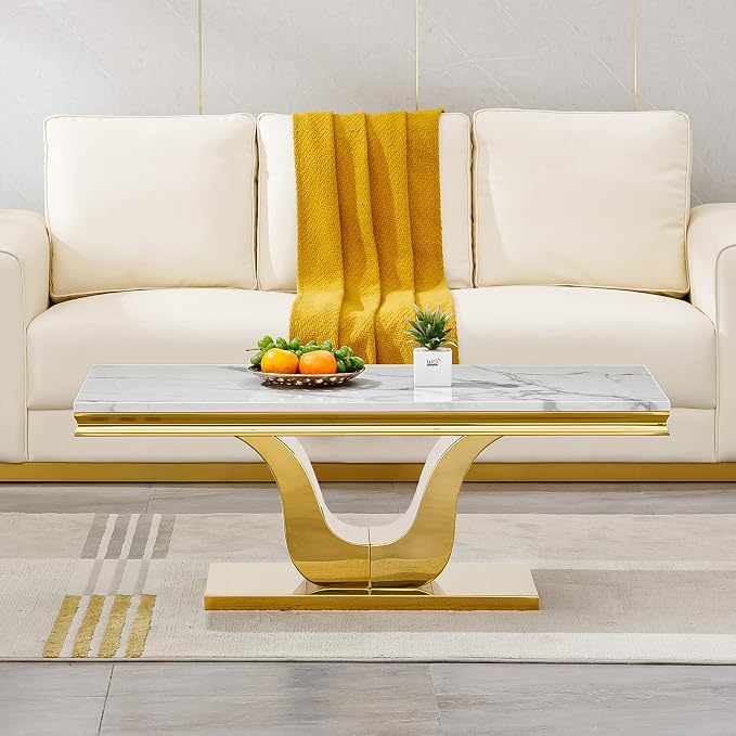 U-shape Base Coffee Table - White & Gold