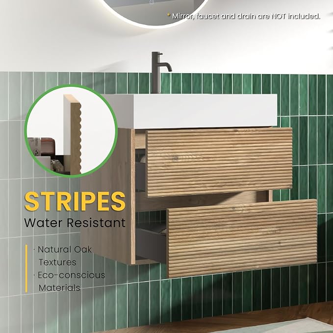 Rough Oak / White High-rim Sink
