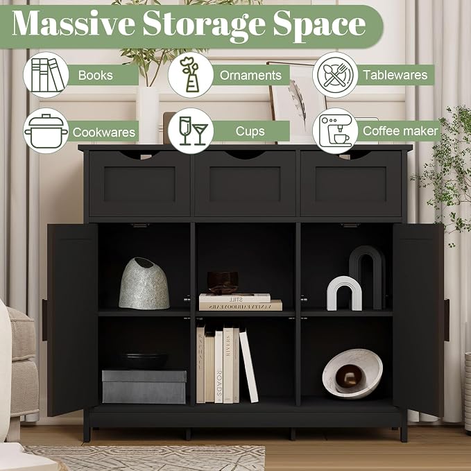 Black-3 Drawers+2 Doors