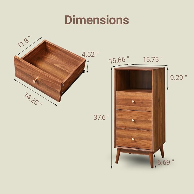 Walnut 3 Drawer