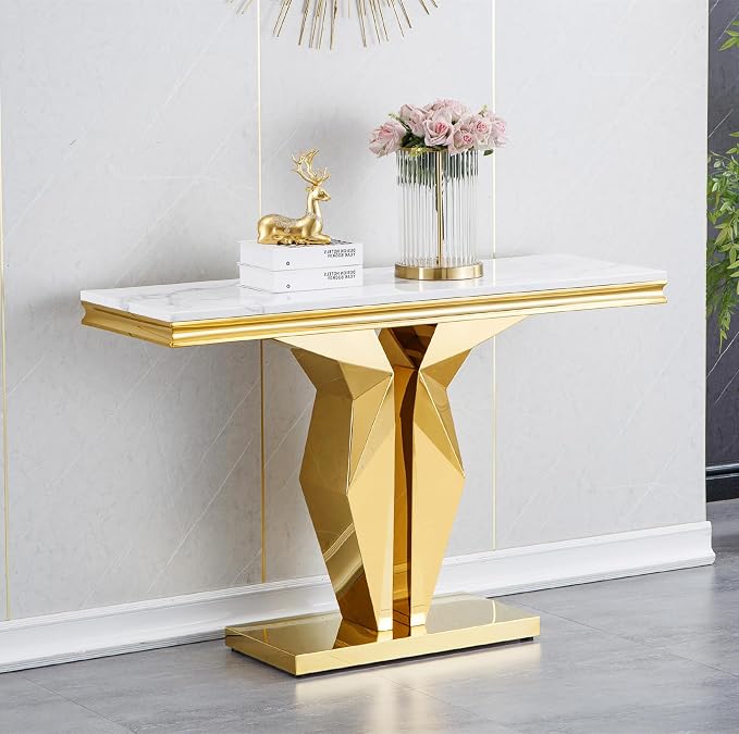 White Gold Console Table
