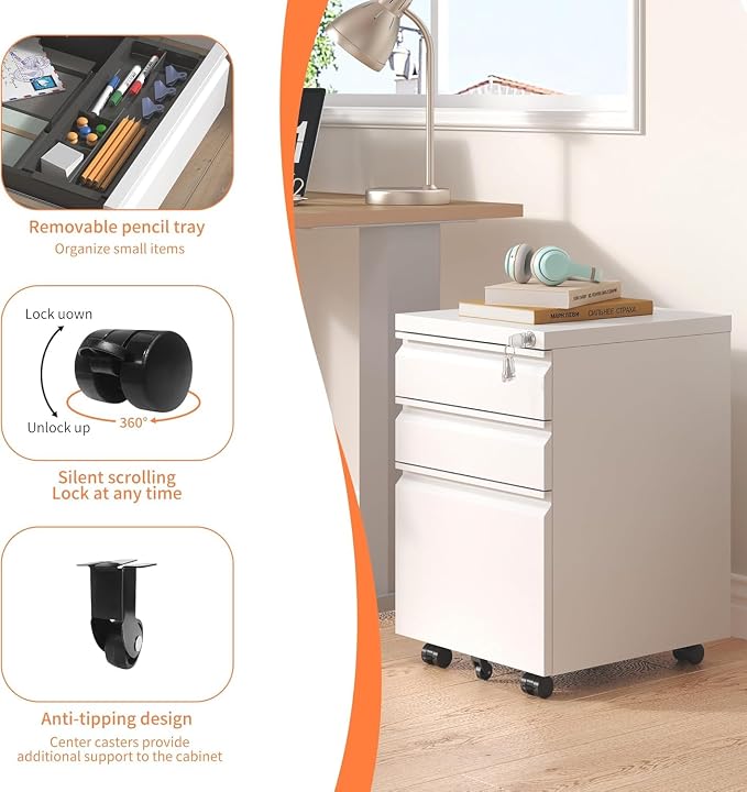 Matte-white 3-drawer Mobile