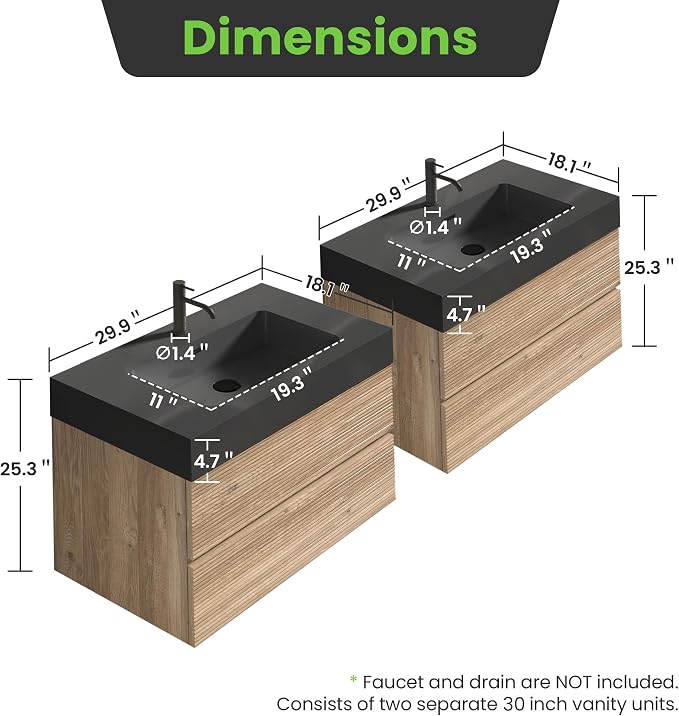 Rough Oak / Black High-rim Sink