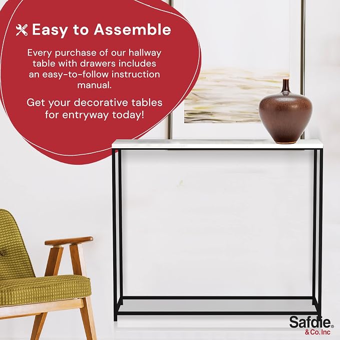 Marble Black Metal Console Table