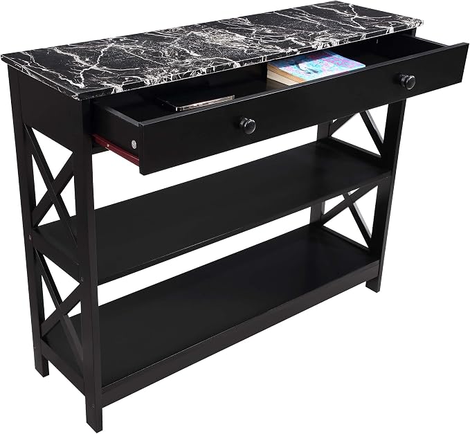 Black Faux Marble/Black