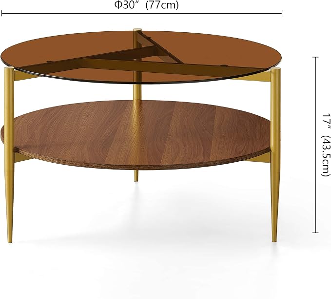 Brown Glass & Walnut Wood