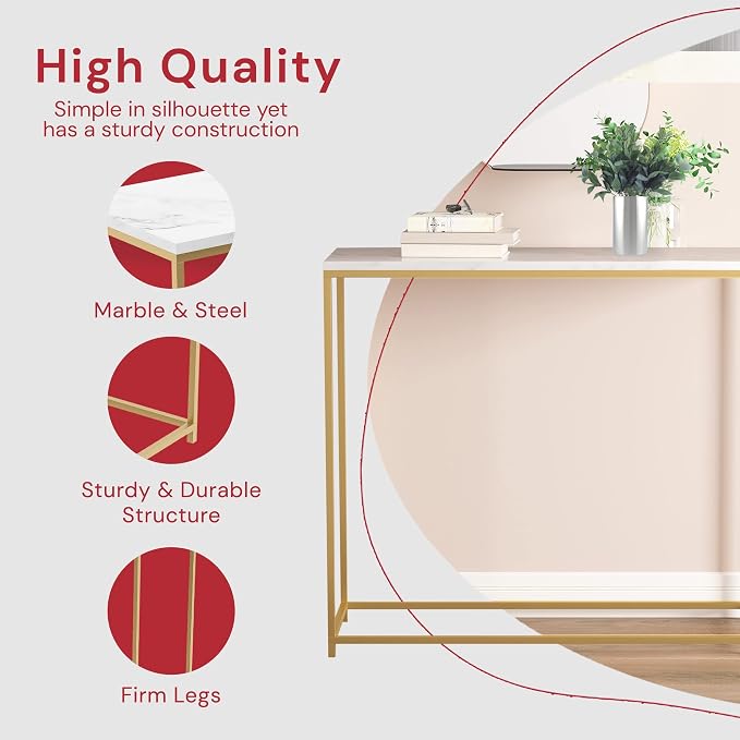 Marble Gold Metal Console Table