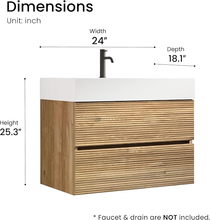 Rough Oak / White High-rim Sink