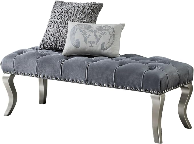 Grey Velvet Tufted 48''