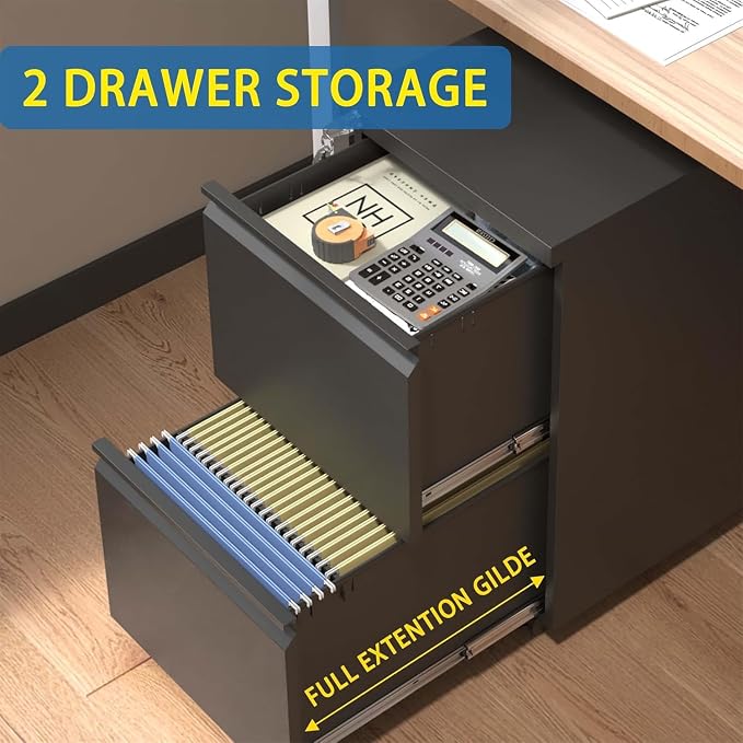 Matte-black 2-drawer Mobile