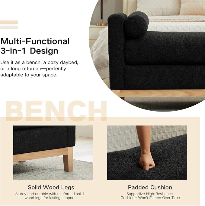Black Boucle (Wood Legs)