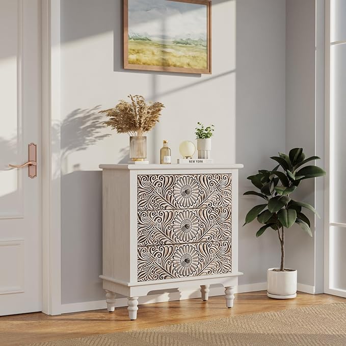 Wood Color-carved-3 Drawers