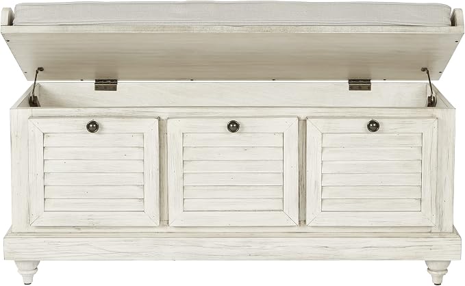 White Wash Finish With Off-white Fabric Cushion