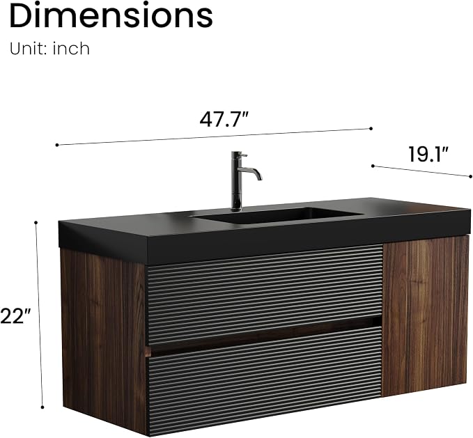Walnut+black / Black High-rim Sink