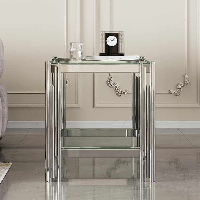 End Table-clear & Silver