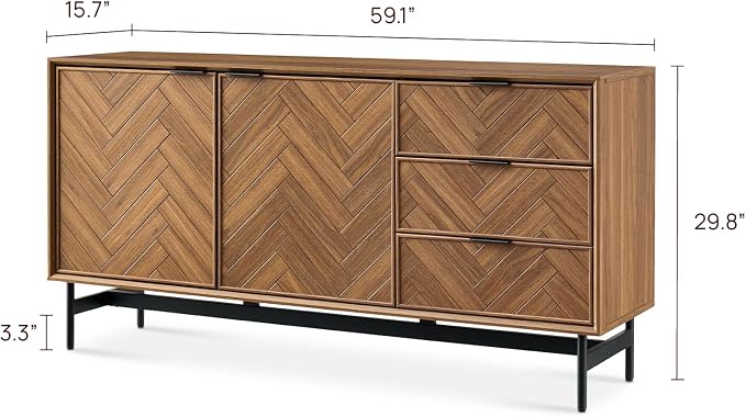 Walnut Herringbone Sideboard