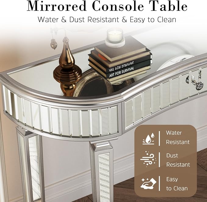 D: Silver Half-moon Sofa Table