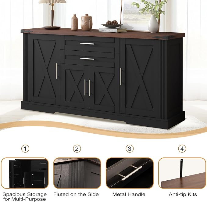 2 Drawers-black