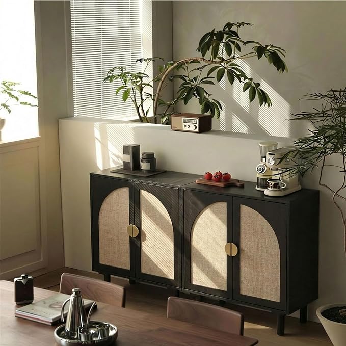 Rattan Doors-black-2pcs