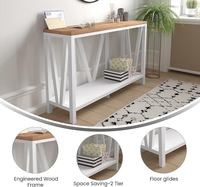 Warm Oak Top/White Frame