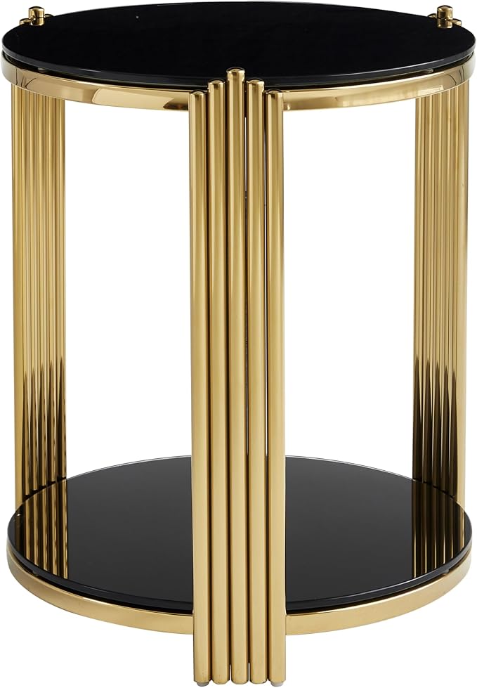 Black & Gold Round End Table