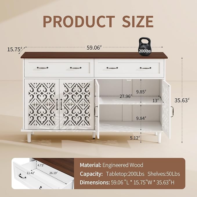 White - Heart-carved Cabinet