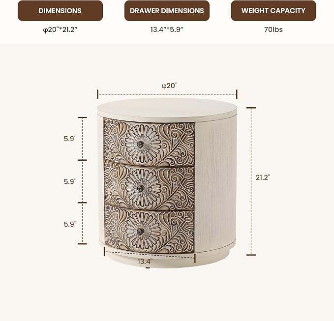 Wood Color-round-carved