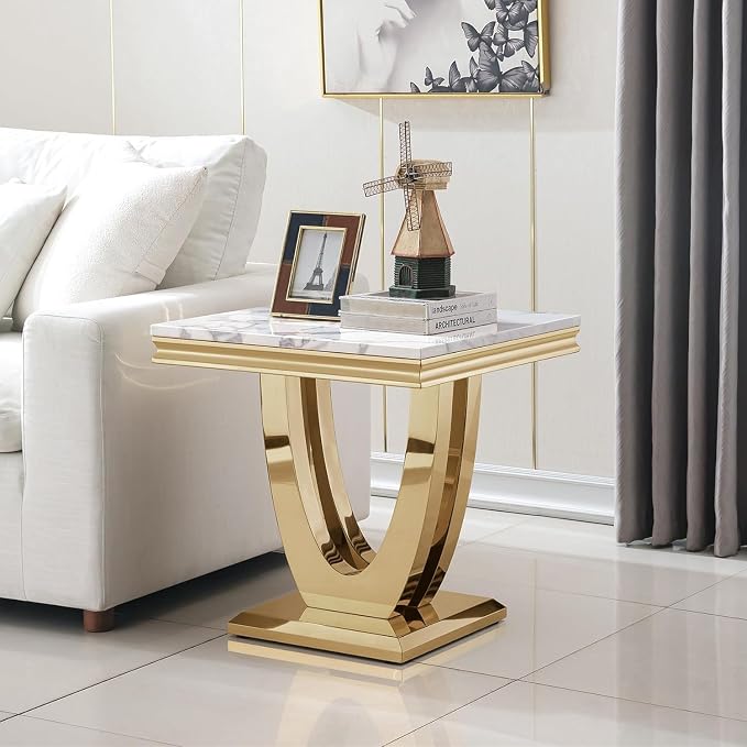 End Table - White Gold Base