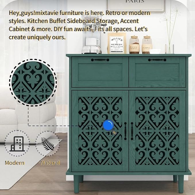 Green 2-door 2-drawer