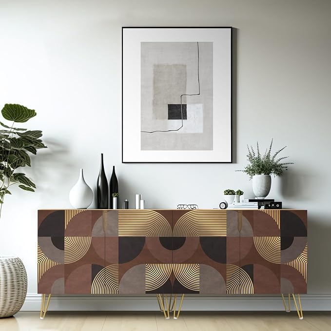 Black, Brown & Gold Geometric Polygons Abstract Shapes