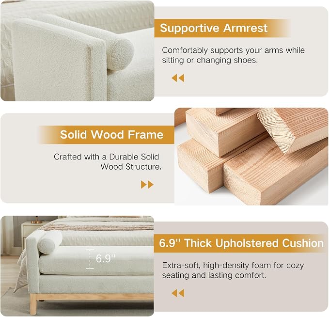 Ivory Boucle (Wood Legs)